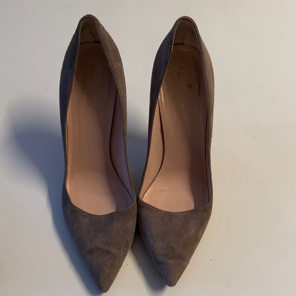 kate spade grey suede pointed-toe pumps